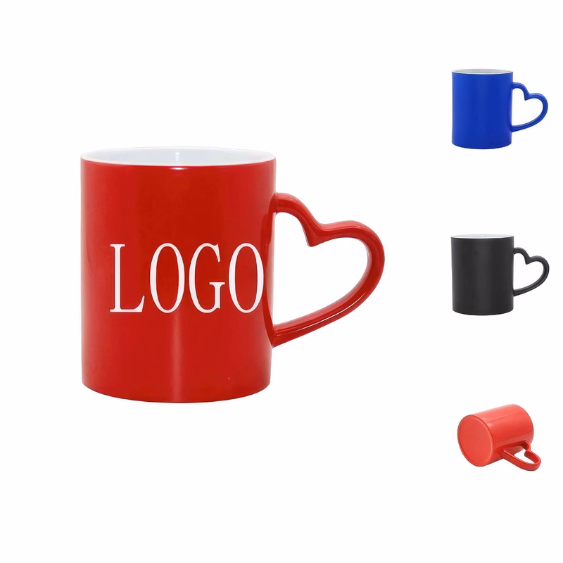 Custom Ceramic Mugs with Heart Handle