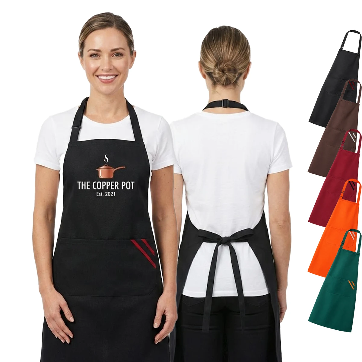 12 oz. Woven knitted Kitchen Aprons w/ 2 Pockets with accent 1