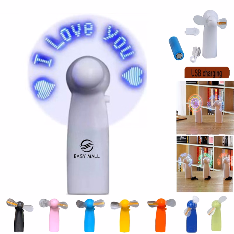Glow Light-Up Message Rechargeable Fan