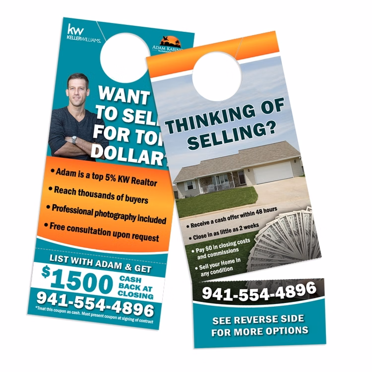 Door Hanger With Perf-Off Card - 4" x 9"