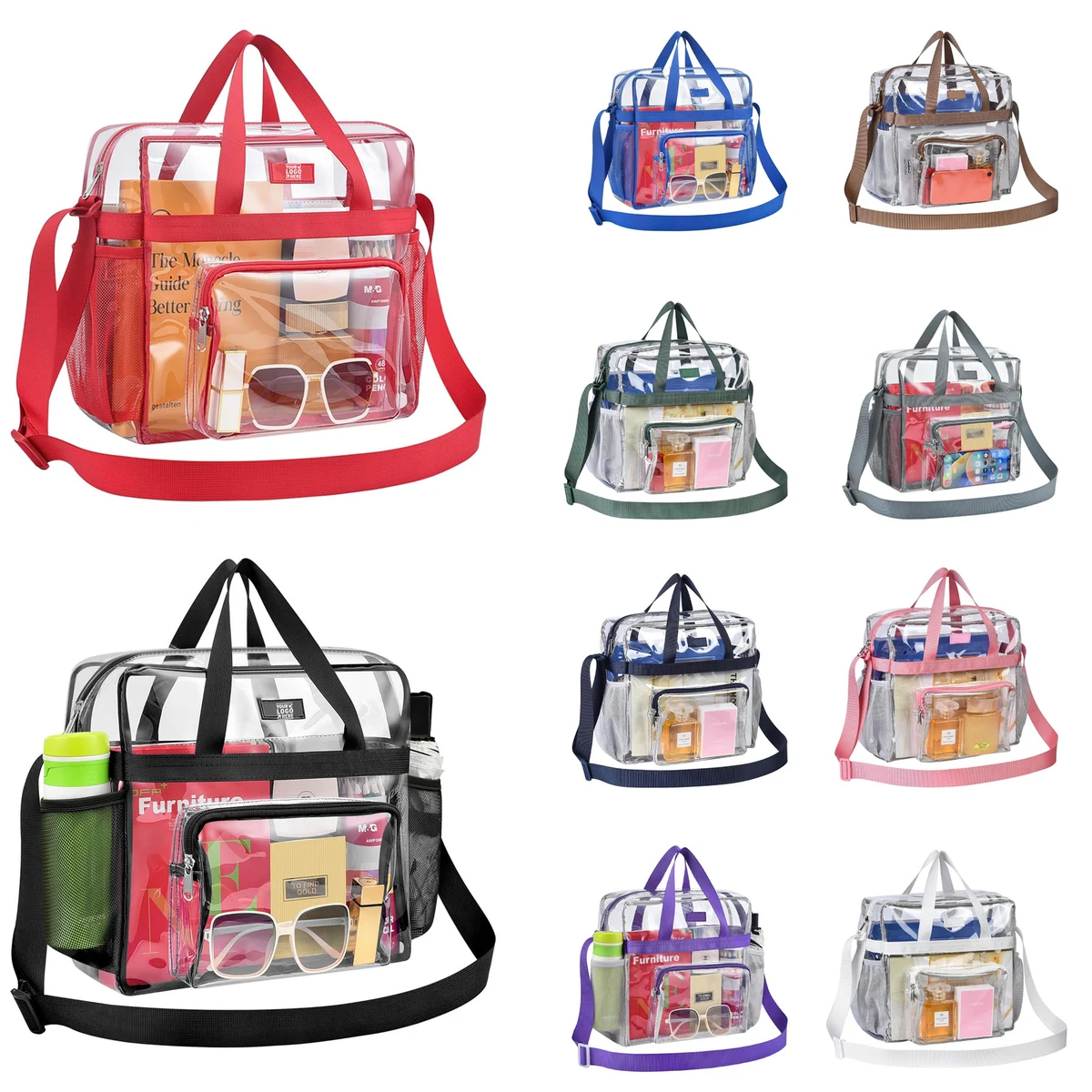 12612 Inch Women Men Stadium Approved Travel Sport Clear Tote Bag 1