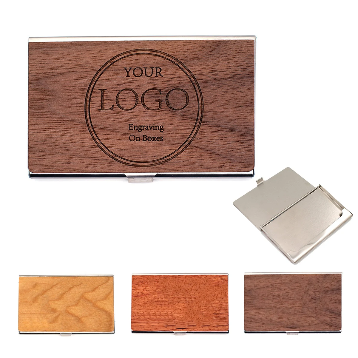 Business Black Walnut Wood Card Holder 1