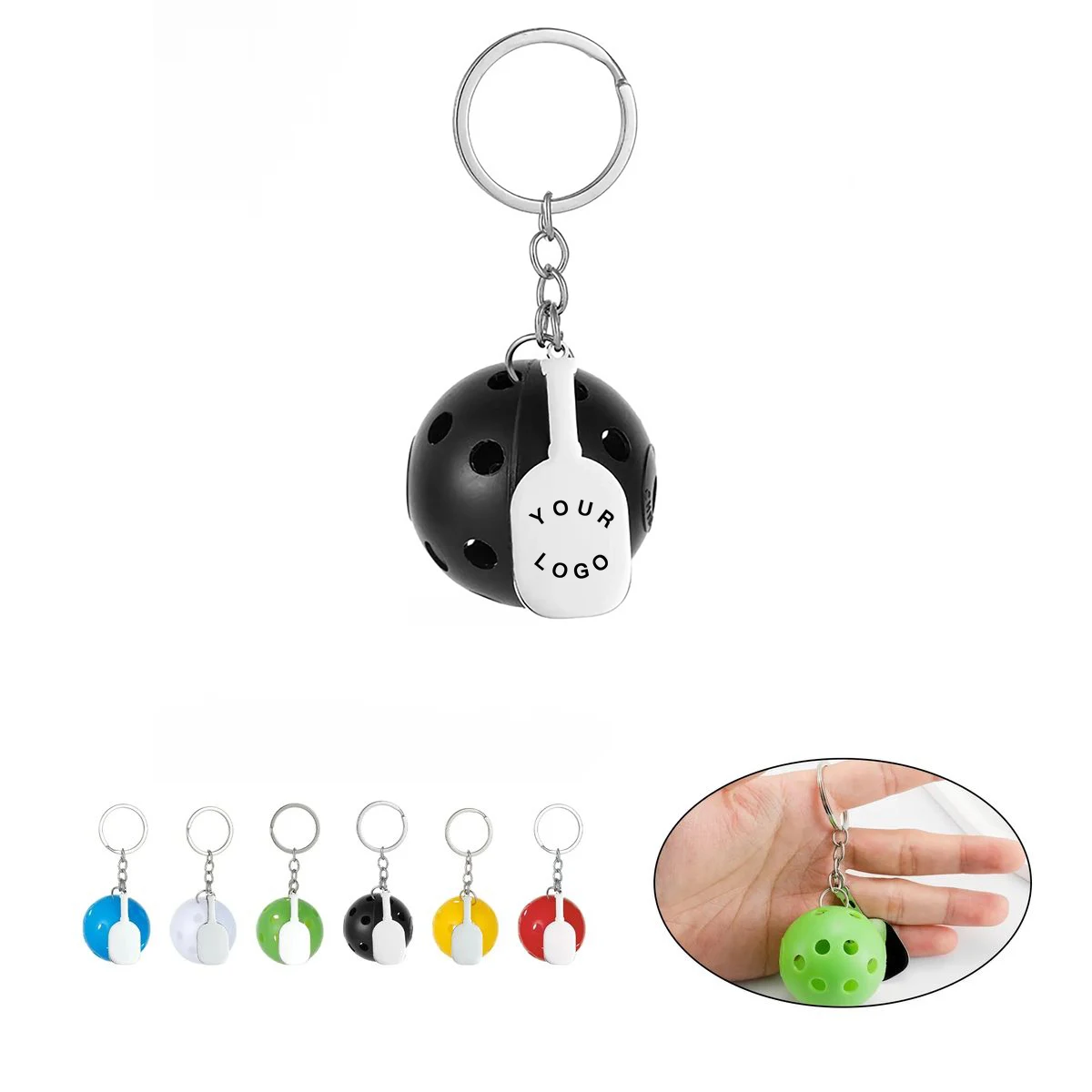 Mini Pickleball Keychain with Stainless Steel Charm 1