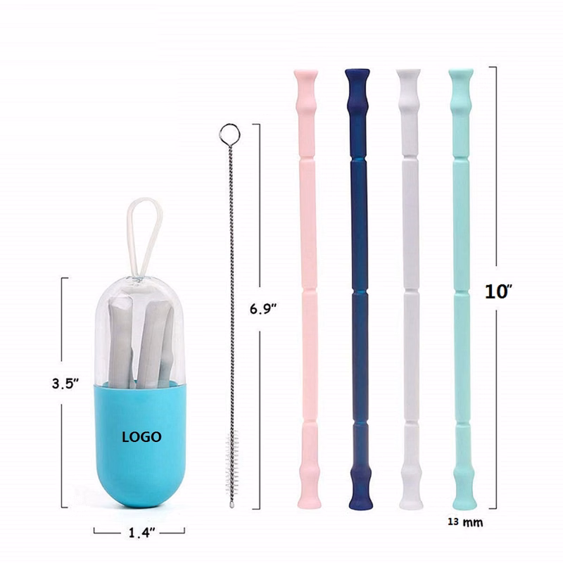 Collapsible Silicone Straw In Case