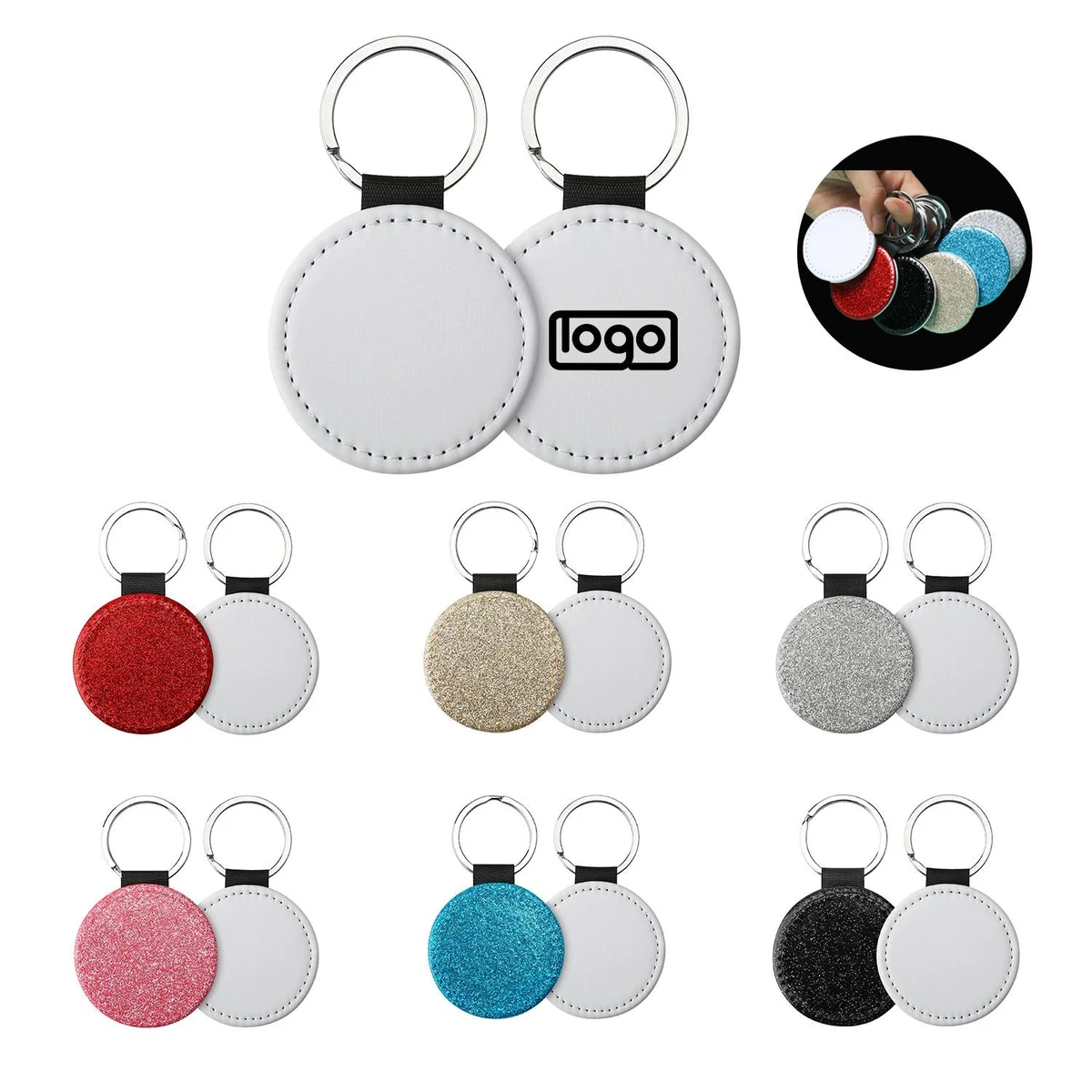 Glitter PU Leather Keyring Charm 1