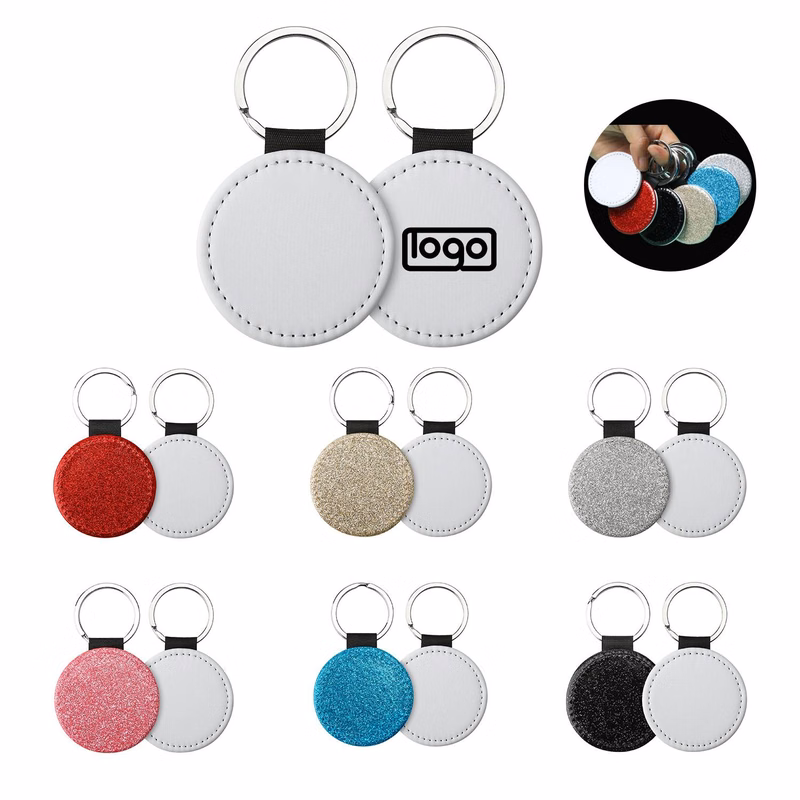 Glitter PU Leather Keyring Charm