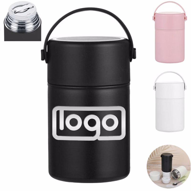 34oz Portable Stainless Steel Thermal Food Jar w/ Spoon