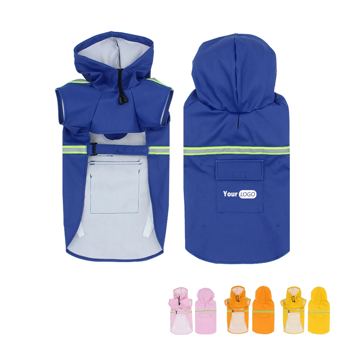 Polyurethane Pet Waterproof Reflective Hooded Raincoat 1