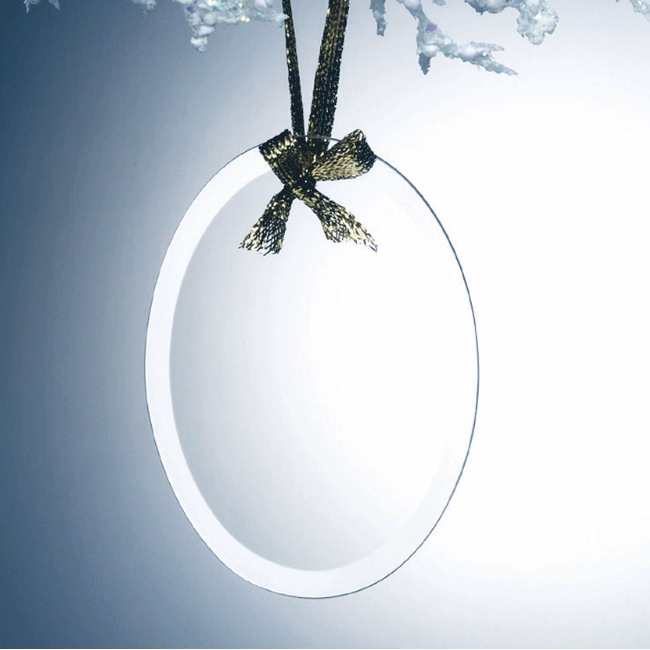 Beveled Jade Glass Ornament - Oval