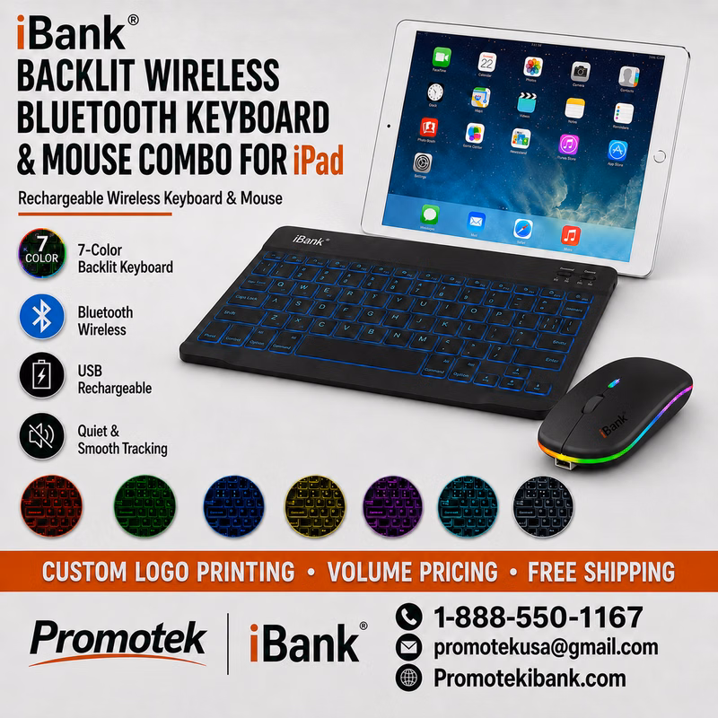 Wireless Bluetooth Keyboard and Mouse Combo for iPad
