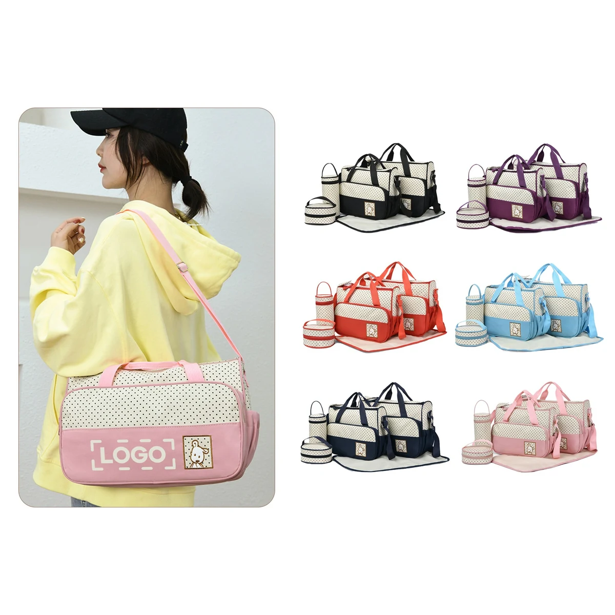 Five Piece Single Shoulder Diaper Bag Set 1