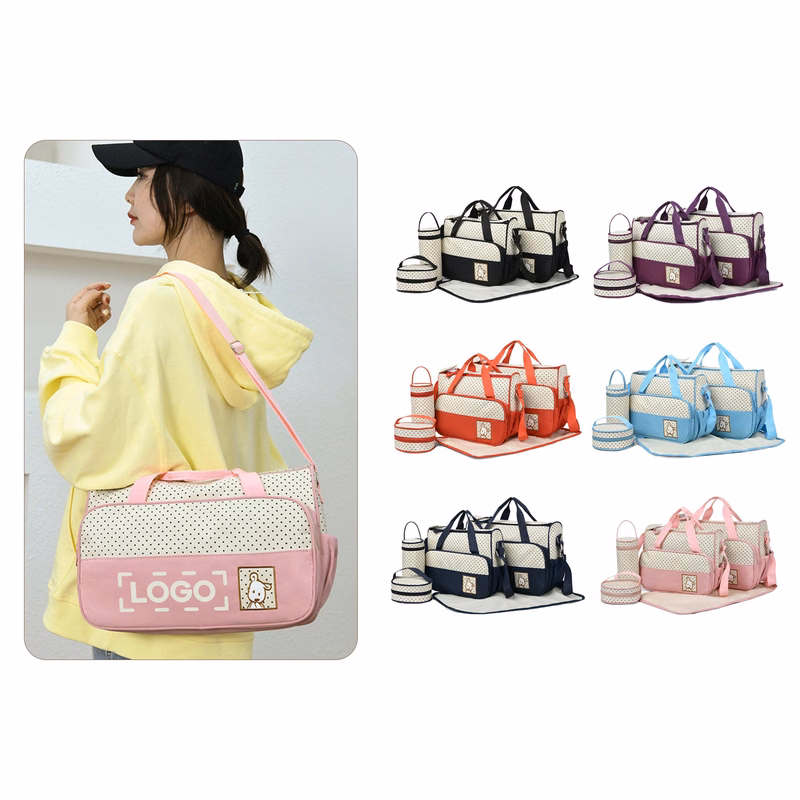 Five Piece Single Shoulder Diaper Bag Set
