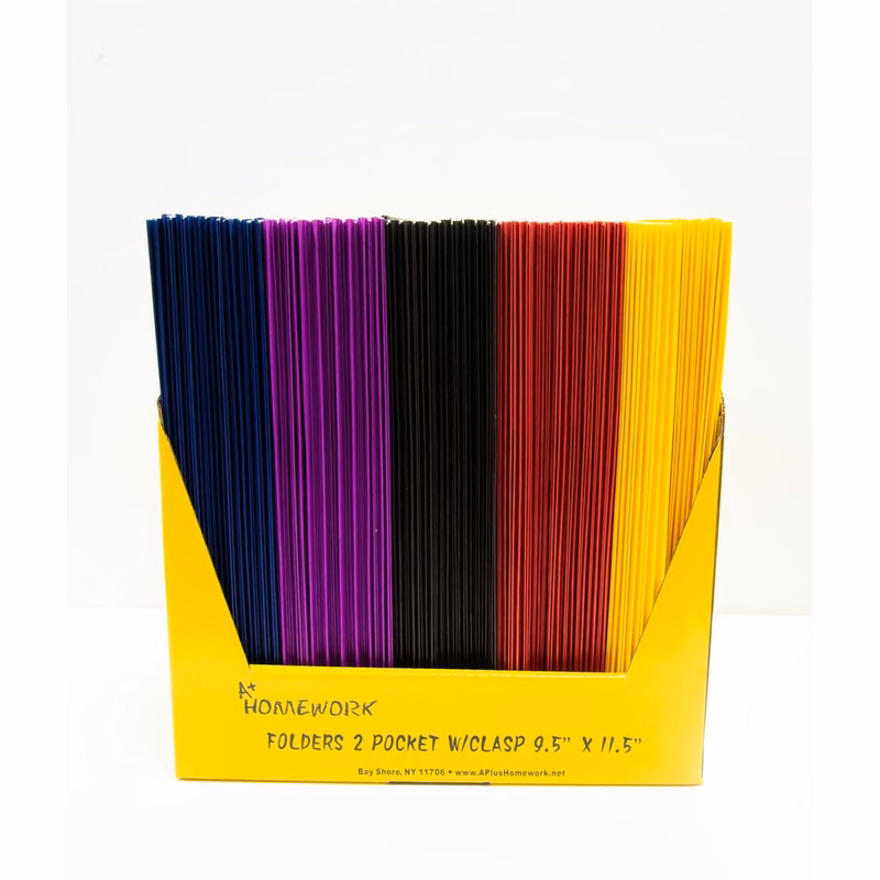 2 Pocket Paper Folders - Assorted Colors 3 Prongs