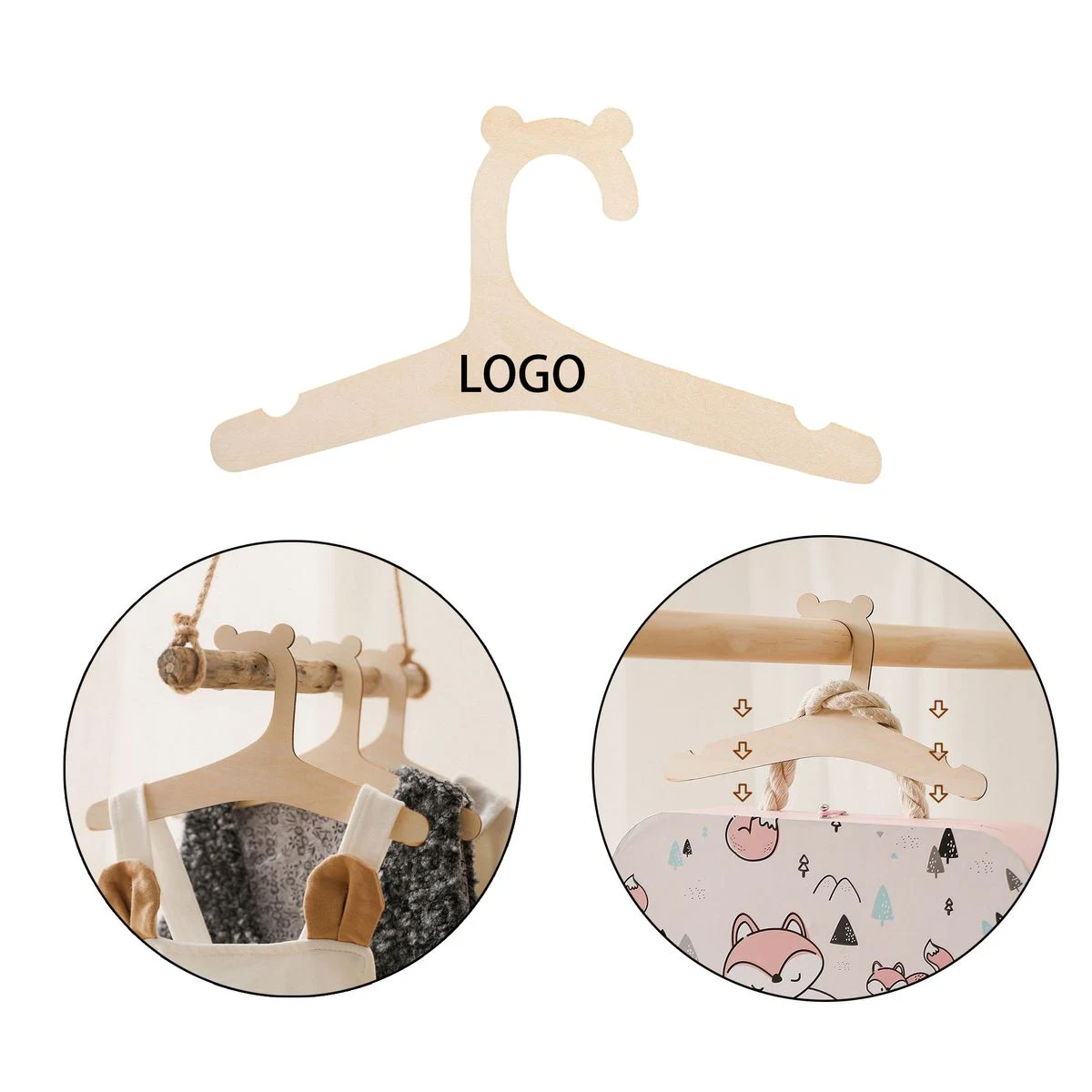 Natural Wood Toddler Bear Clothes Hanger 1