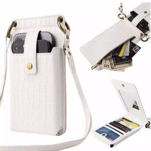 Mini One-Shoulder Crocodile Print Card Holder Wallet