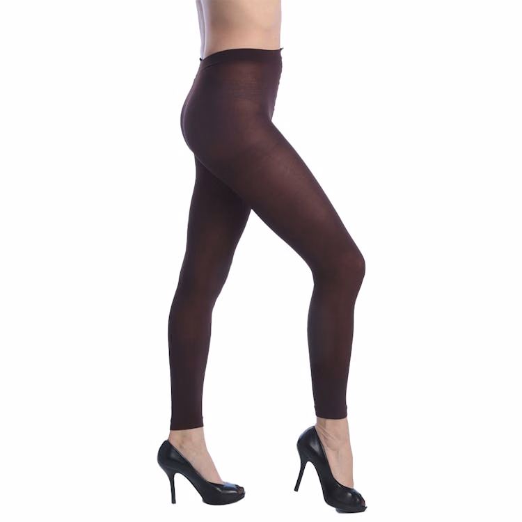 Women's Opaque Control Top Footless Tights - Brown Queen Size