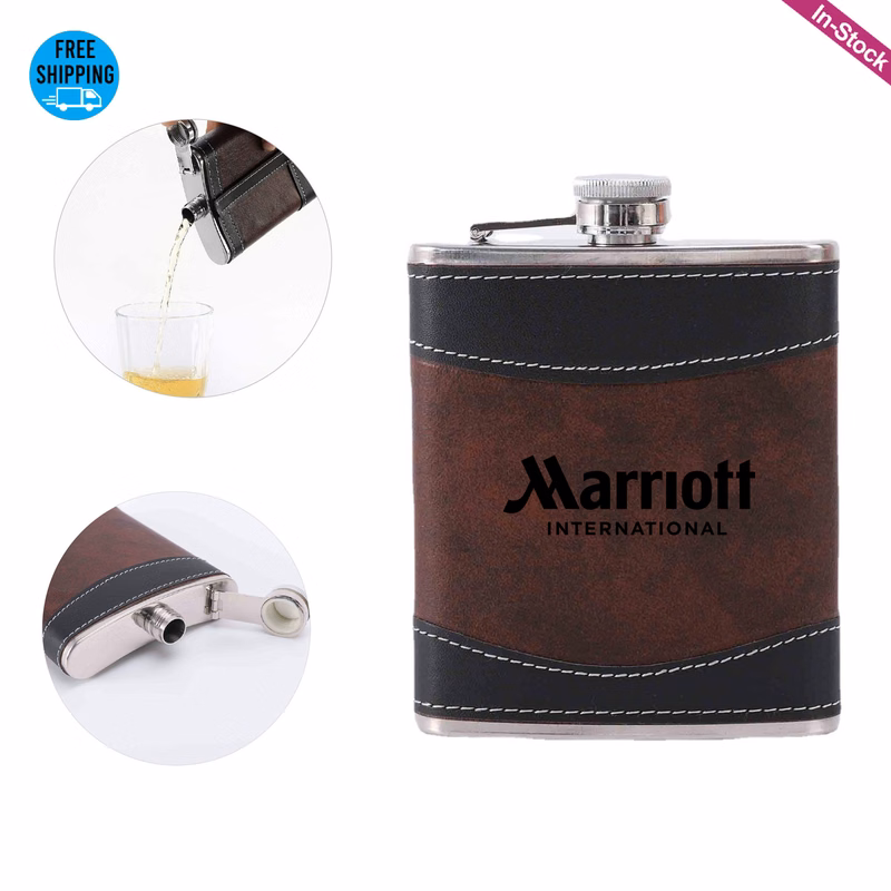 6oz Two-Tone Leather Hip Flask