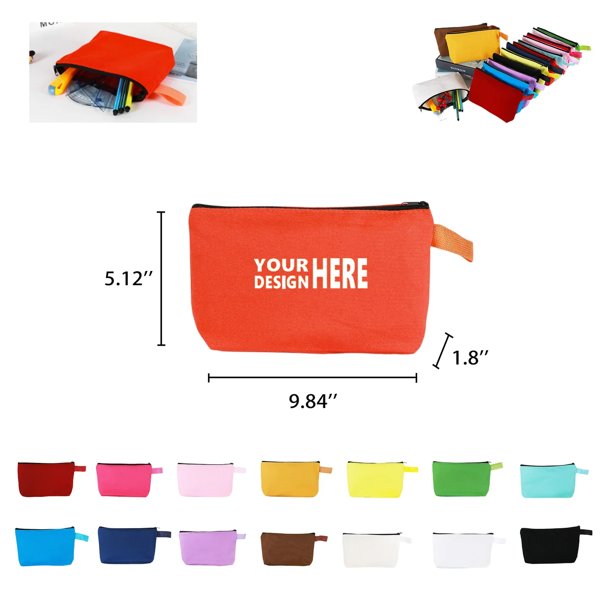 Durable Canvas Zipper Makeup and Stationery Pouch 1