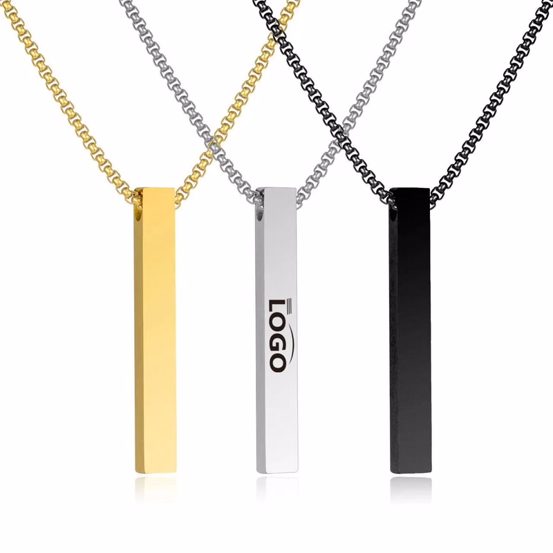 MOQ50 Custom Rectangle Stainless Steel Necklace