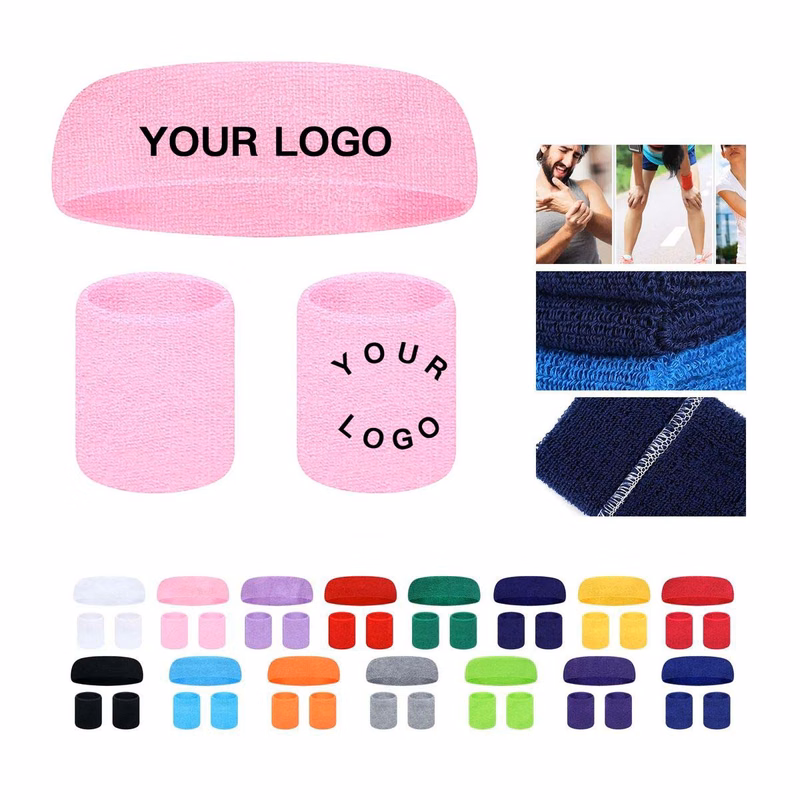 Polyester Headband and Wrist Guard Set for Athletes