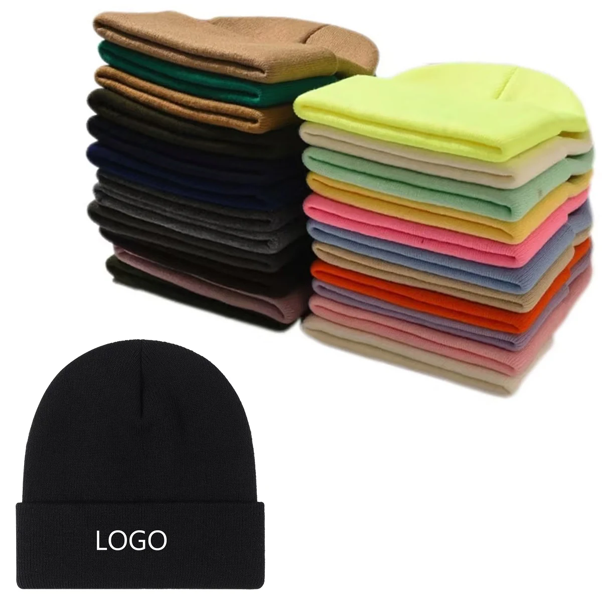 Solid Acrylic Knit Hat 1