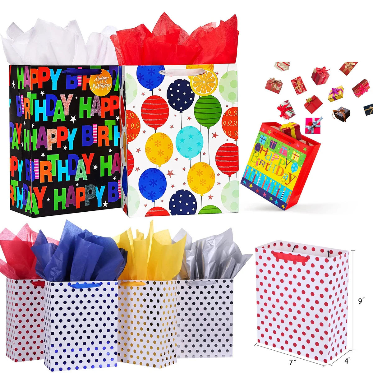 9" Small Gift Bags With Tissue Paper 1