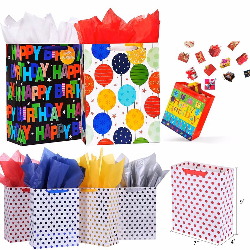 9" Small Gift Bags With Tissue Paper