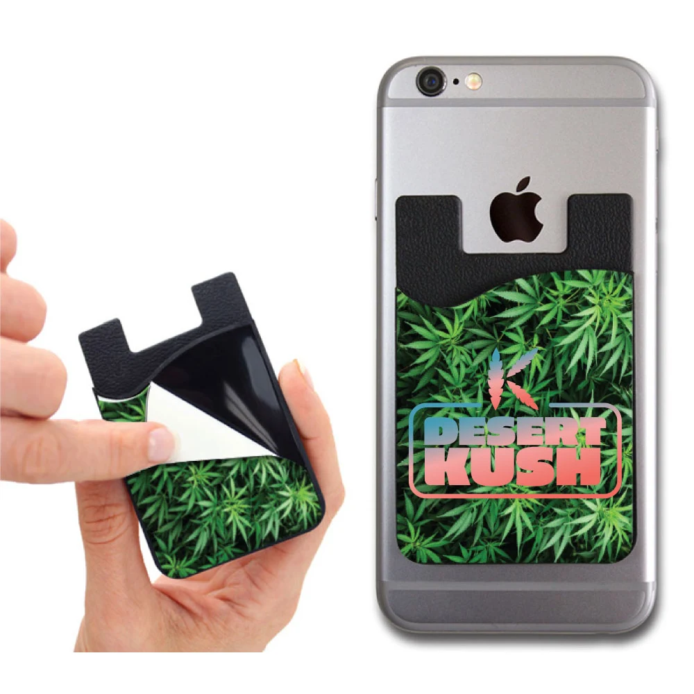 2-in-1 Silicone Phone Wallet w/ Removable Microfiber Screen Cleaner- Cannabis Design 1
