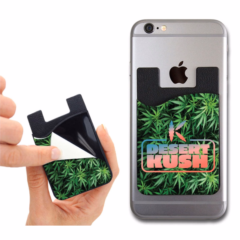 2-in-1 Silicone Phone Wallet w/ Removable Microfiber Screen Cleaner- Cannabis Design