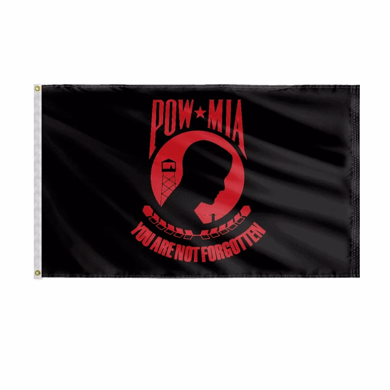 POW MIA Flags 2 Sided Seal Appliqued on Nylon Red-Black