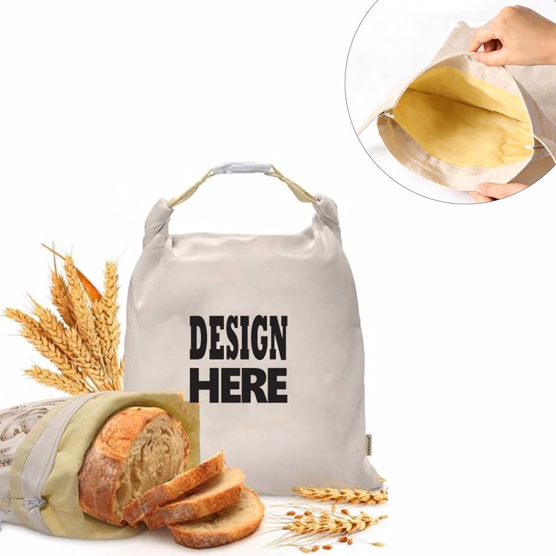 MOQ 20 Linen Beeswax Bread Bag For Home And Bakery Use
