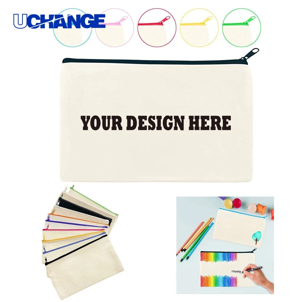 Canvas Pen and Makeup Pouch 1