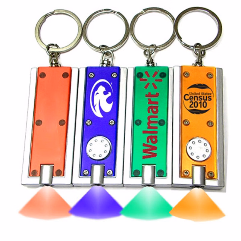 Slim rectangular flash light with colorful light.