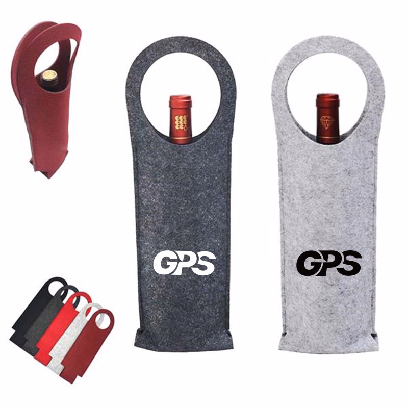 15 3/4 " Felt Fabric Wine Bottle Carrier Tote Bag