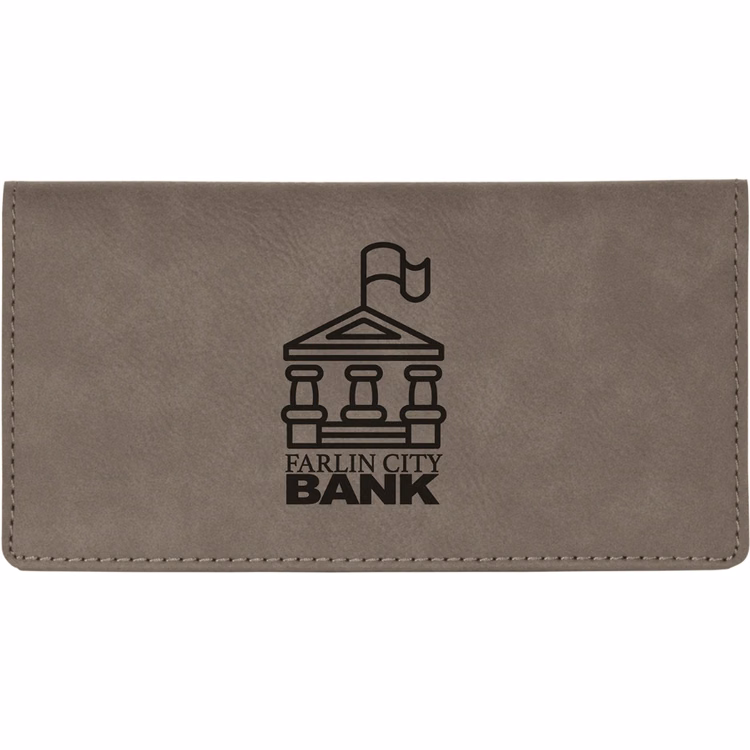 Gray Leatherette Check Book Cover