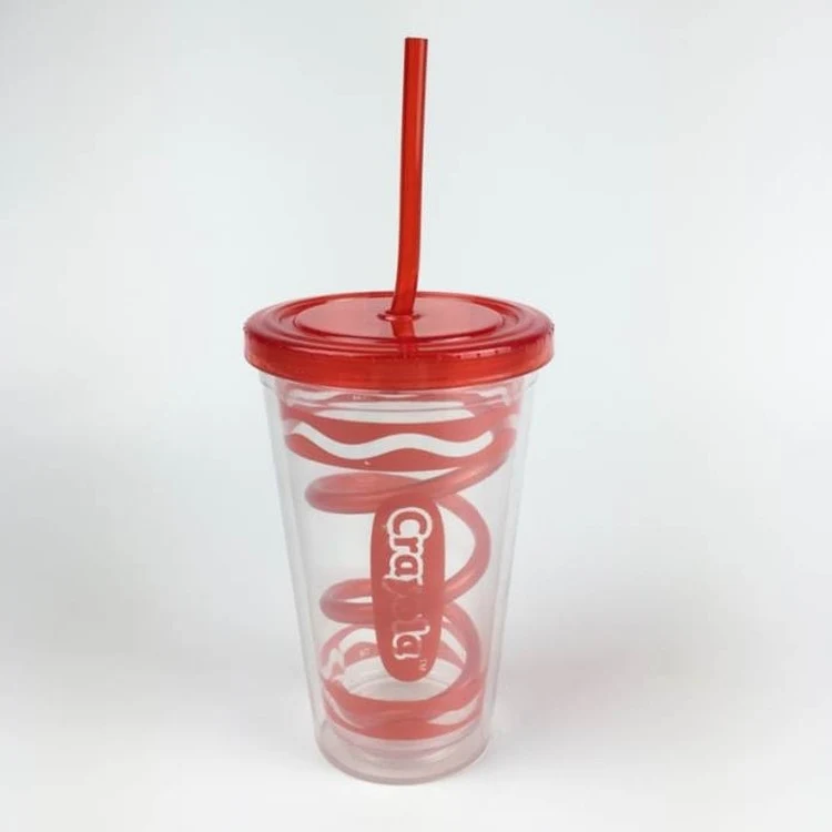 Customized Logo Eco-friendly Plastic Cups with Straw 1
