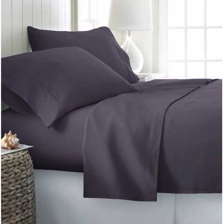 Microfiber Bed Sheet Sets - Purple King 4 Piece Double-Brushed