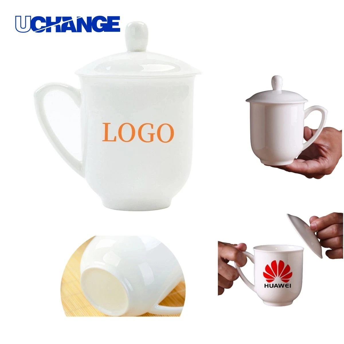 Bone Porcelain Ceramic Cup Container with Lid 1