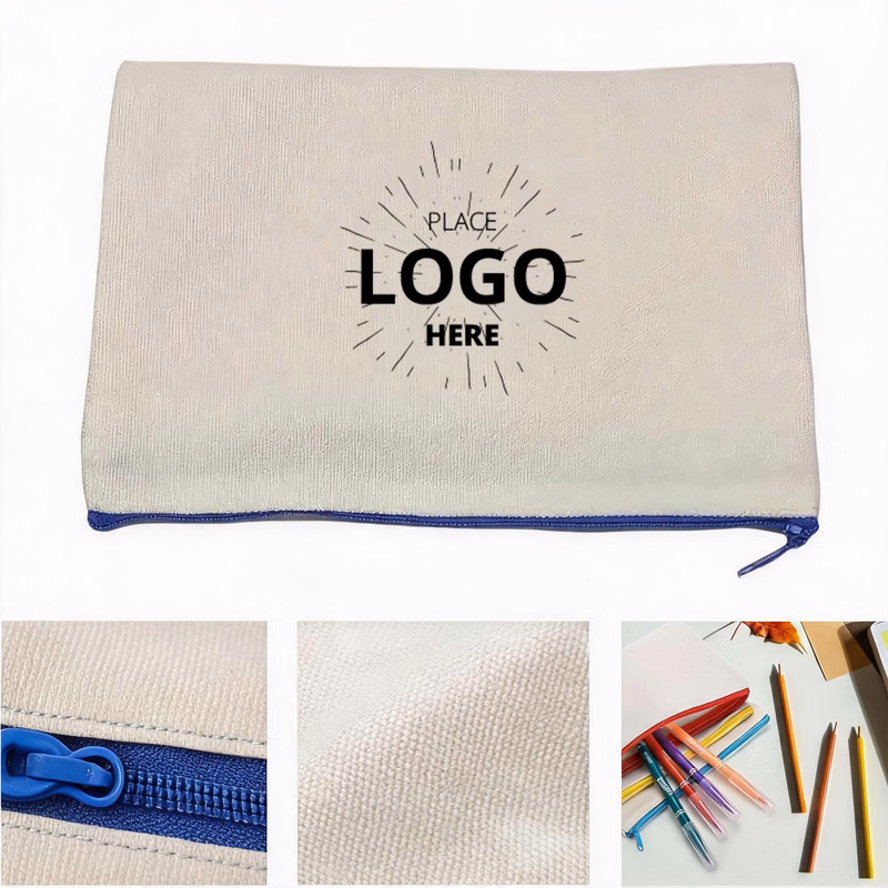 Custom Logo Canvas Pencil Case With Zipper