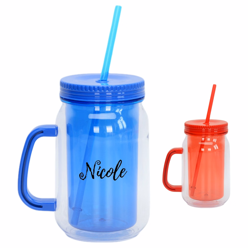 17oz Double Wall Plastic Straw Cup