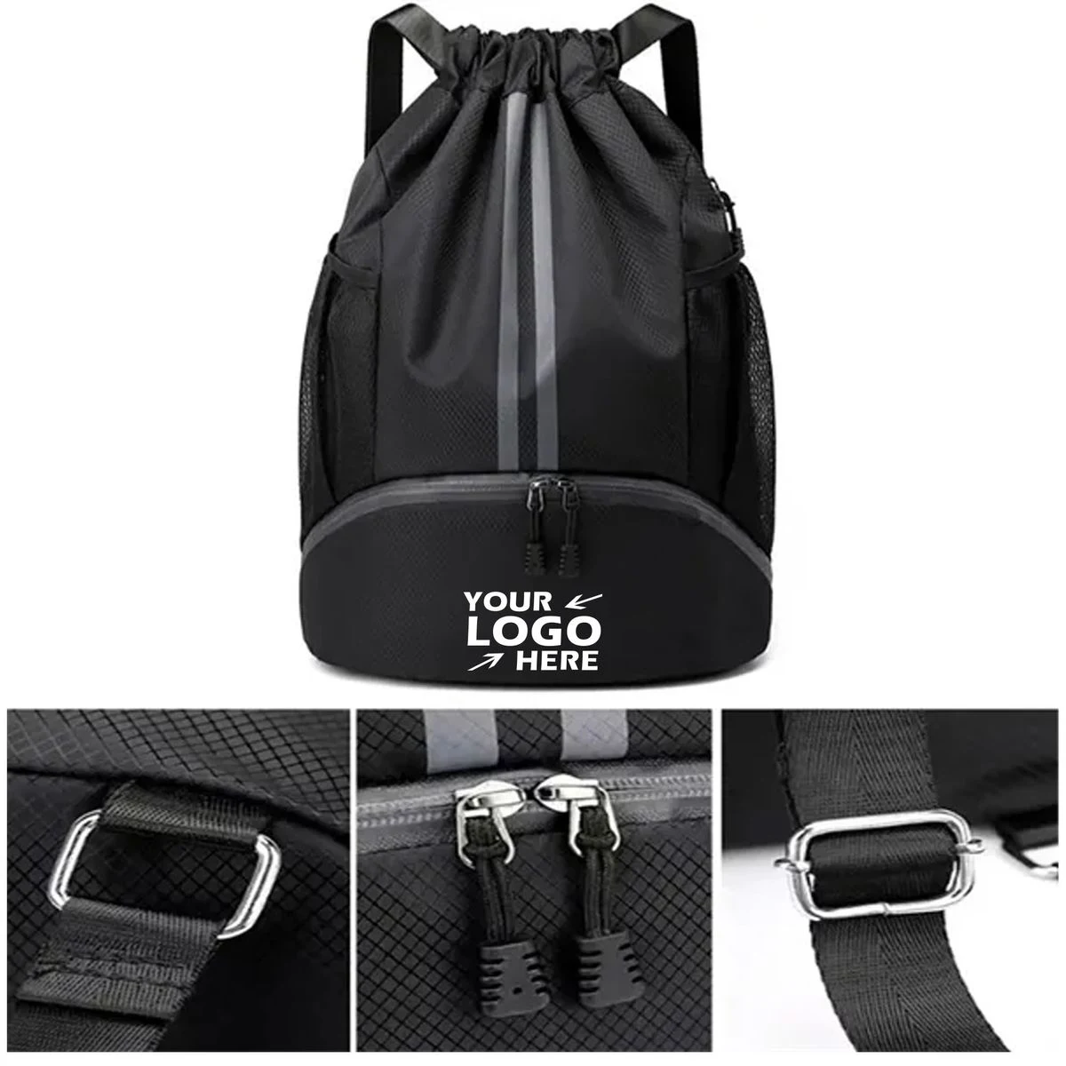 Drawstring Sports Backpack with Shoe Pocket 1
