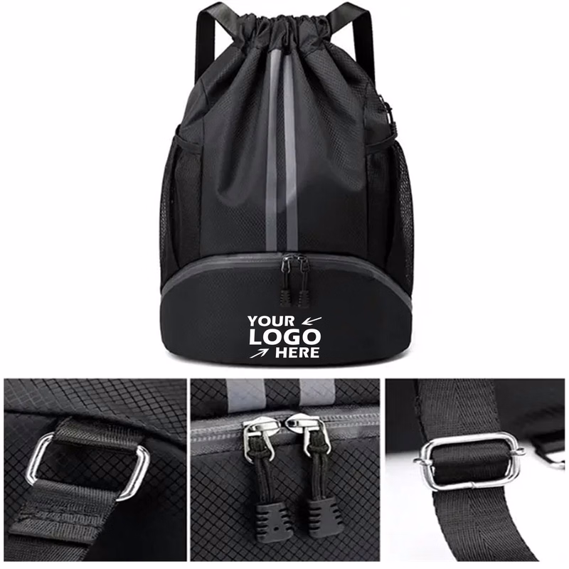 Drawstring Sports Backpack with Shoe Pocket