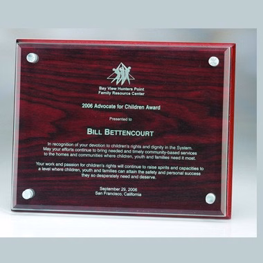 Rosewood Plaque w/ Glass 8" x 6" x 1"