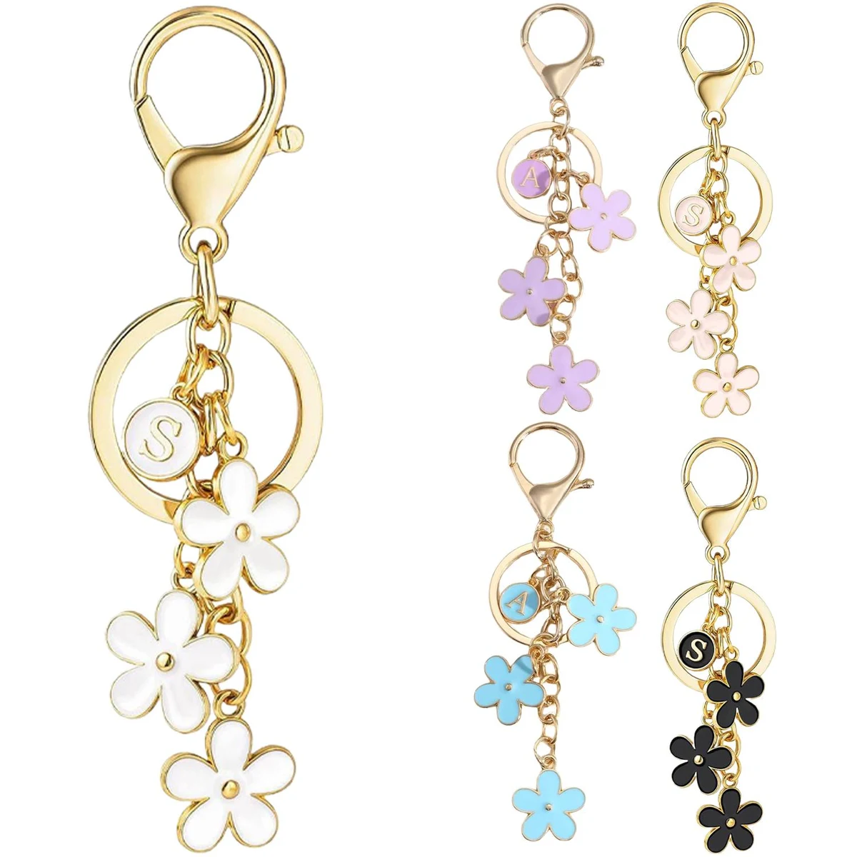 Custom Letter Floral Keychain 1