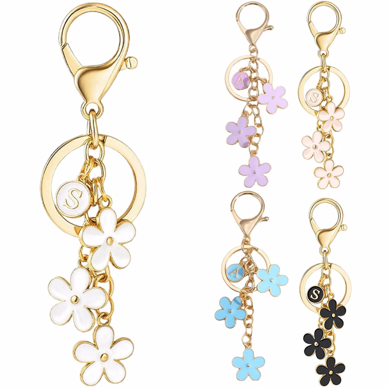 Custom Letter Floral Keychain