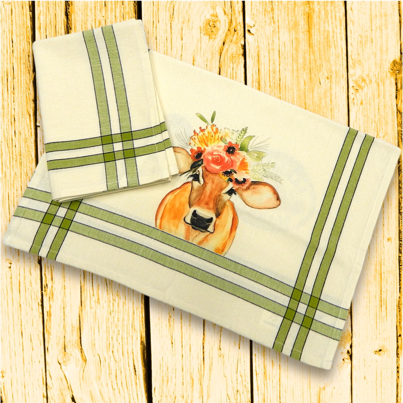 Lime/Black Double Stripe Kitchen Towel - 20"x28"