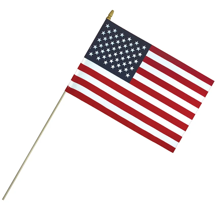 12" x 18" Economy Cotton US Stick Flag with Spear Top on a 30" Dowel 1