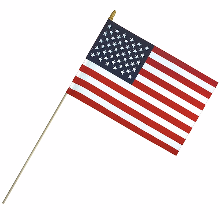 12" x 18" Economy Cotton US Stick Flag with Spear Top on a 30" Dowel