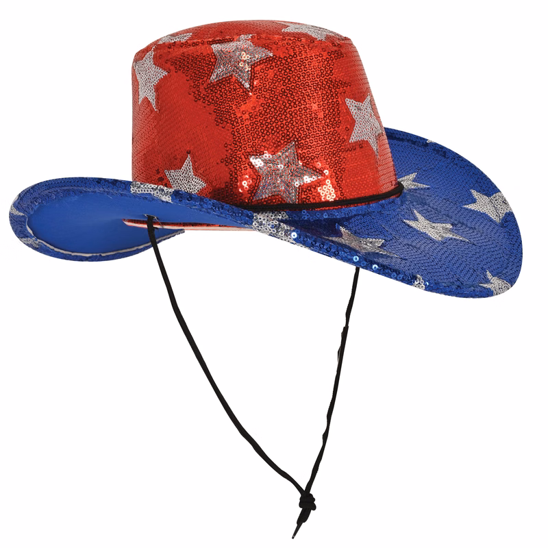 Sequined Patriotic Cowboy Hat
