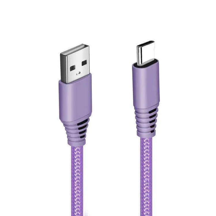 USB Type C Braided Nylon Cable - 6' Lilac 1